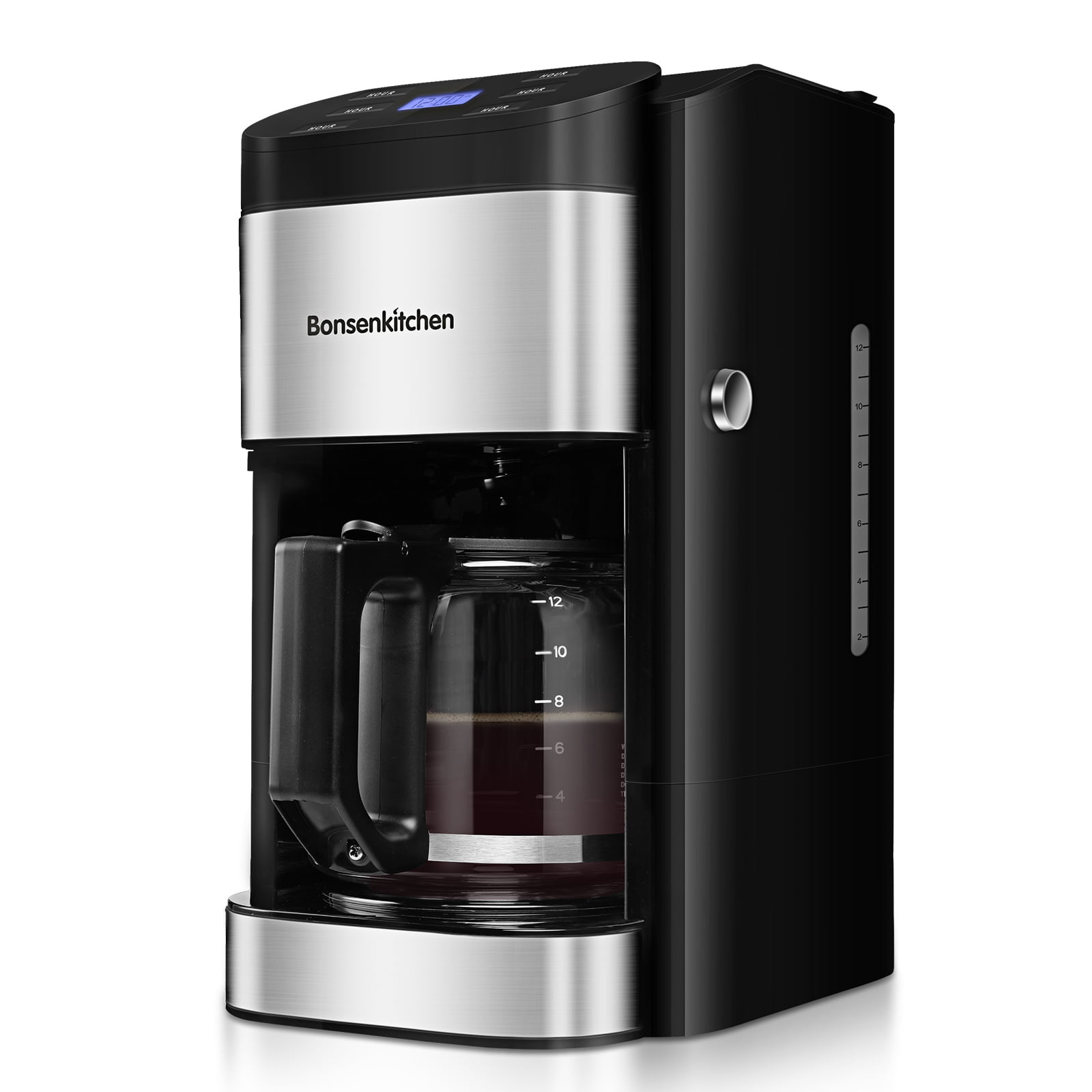 12-Cup Programmable Drip Coffee Maker,  Front Fill Coffee Ground, 2 Hours Warming, 1.8L Large Tank,CM8102