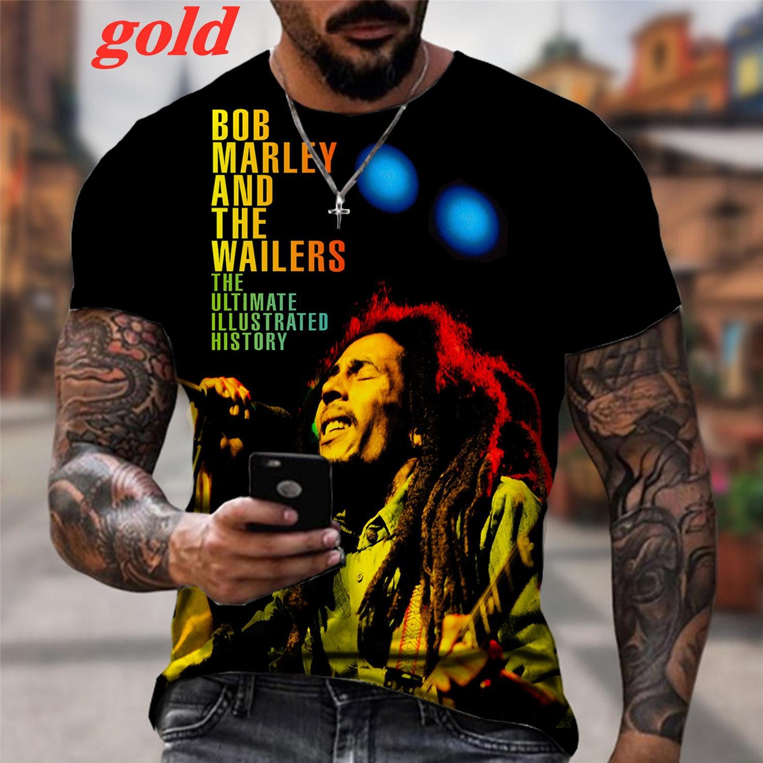 Summer Men's T-shirts Cool Rock Bob Marley 3d Print O-neck Short Sleeve Street Hip-hop Shirt Oversized Tops & Tees Men Clothing
