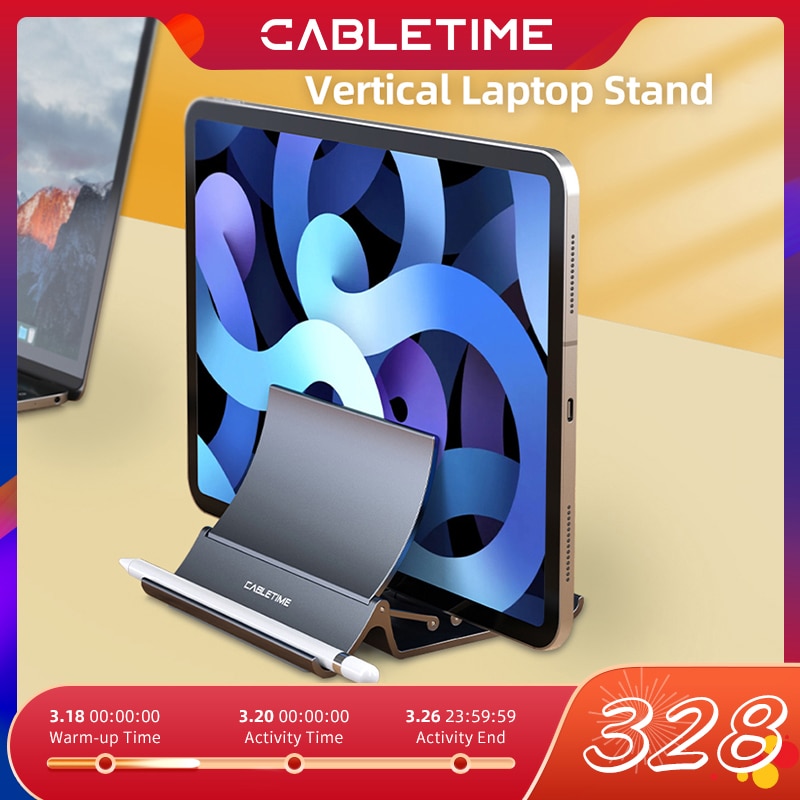 CABLETIME Vertical Laptop Stand Heat Dissipation Non-slip Silicone Gravity Holder for MacBook Surface iPad Tablet Stand C418