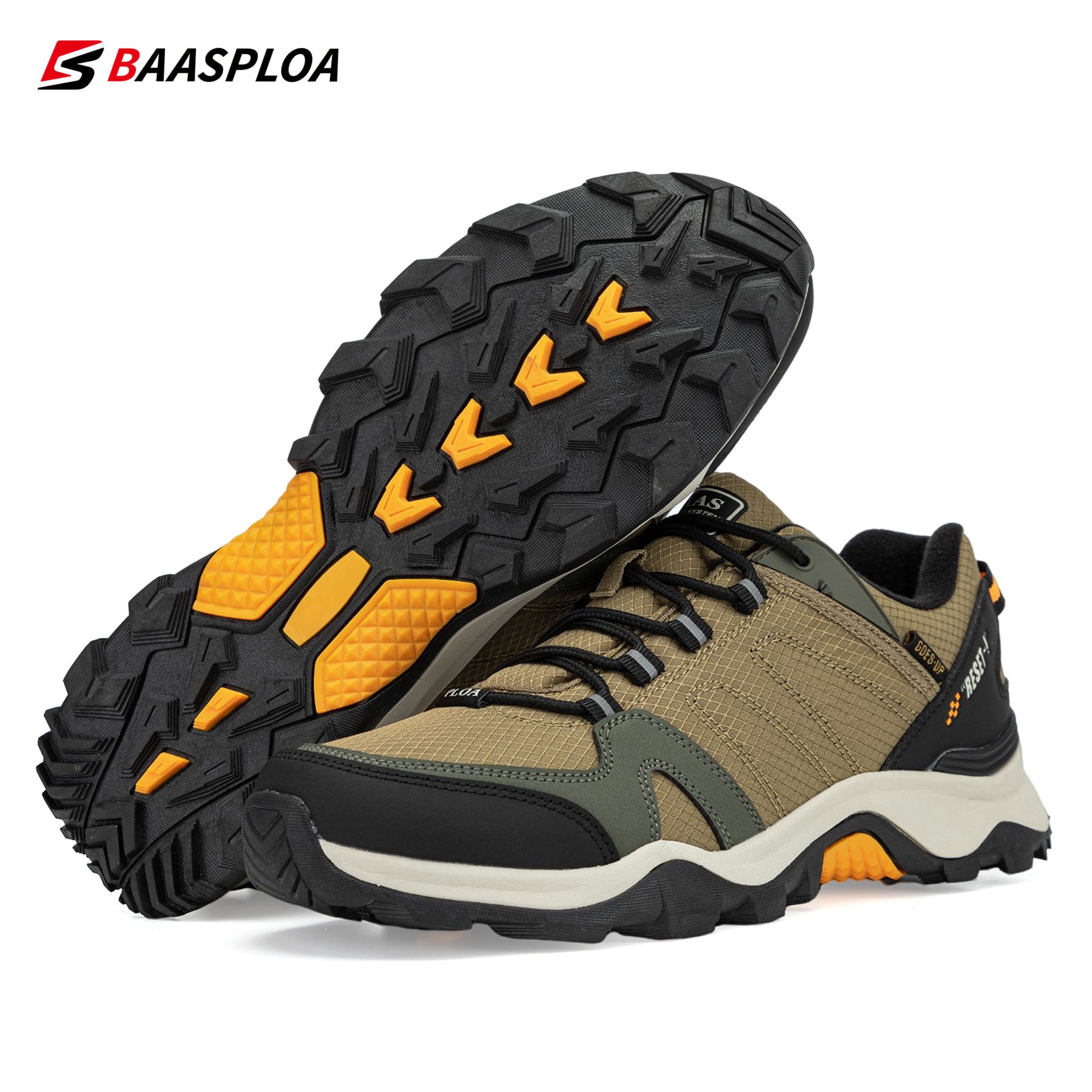 Baasploa 2022 Men's Waterproof Leather Hiking Shoes Non-slip Wear-resistant Outdoor Travel Walking Shoes Fashion Climbing Shoes