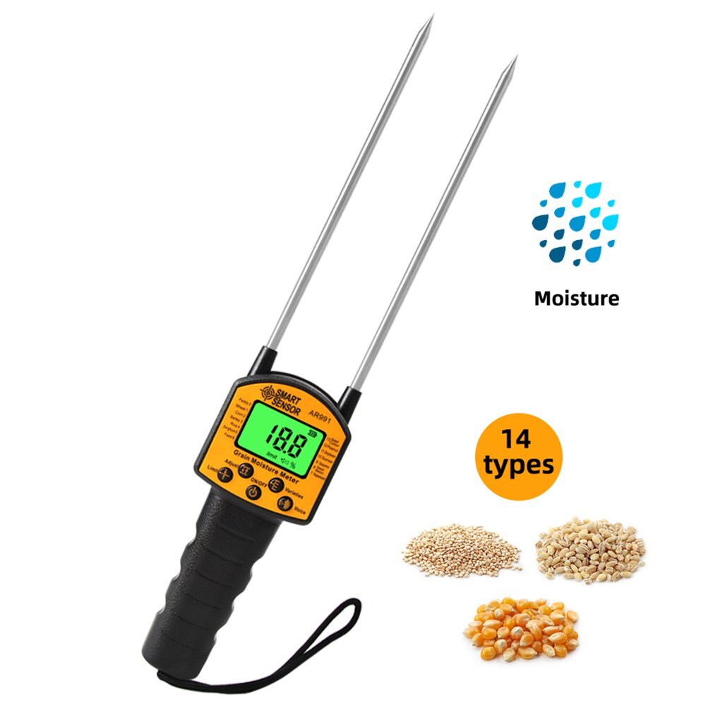 Digital Moisture Meter Cereal Moisture Meter AR991 Smart Sensor For Use In Corn Wheat Rice Grains Wheat Flour Monkfish Seed
