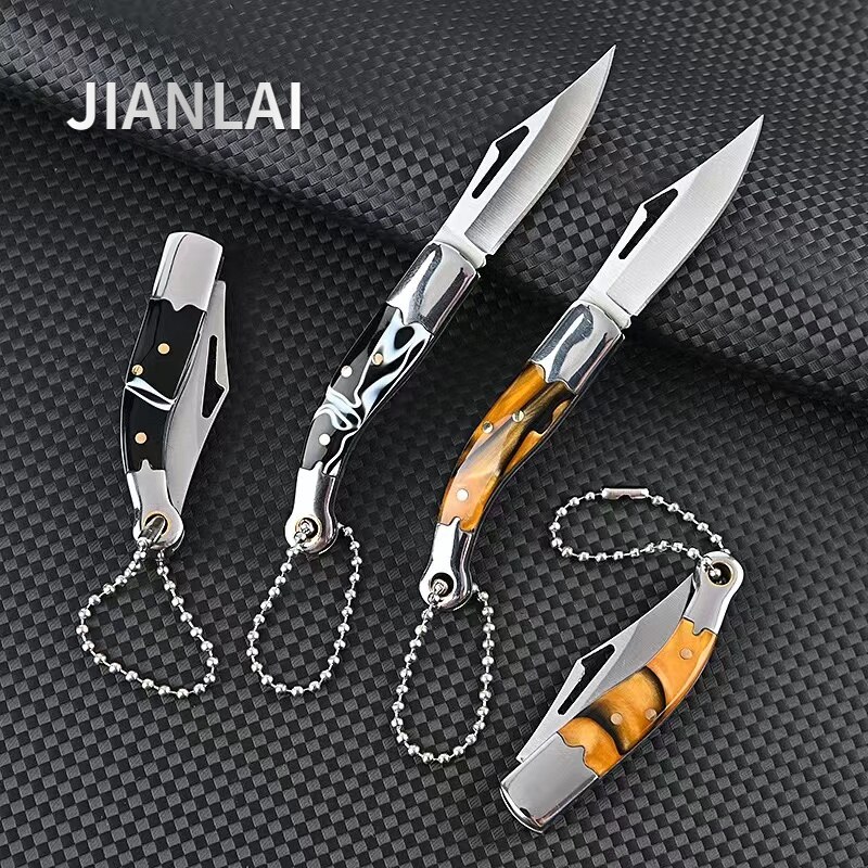 New D2 Stainless Steel Mini Folding Knife, Shrimp Rice Knife, Unpacked Express, Keychain, Hanging Up Gift Type