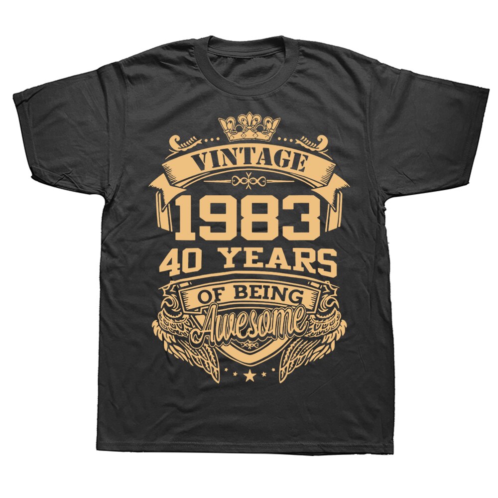 Novelty 1983 40 Years Of Being Awesome 40th vintage T Shirts Graphic Streetwear Short Sleeve Summer T-shirt Mens Clothing