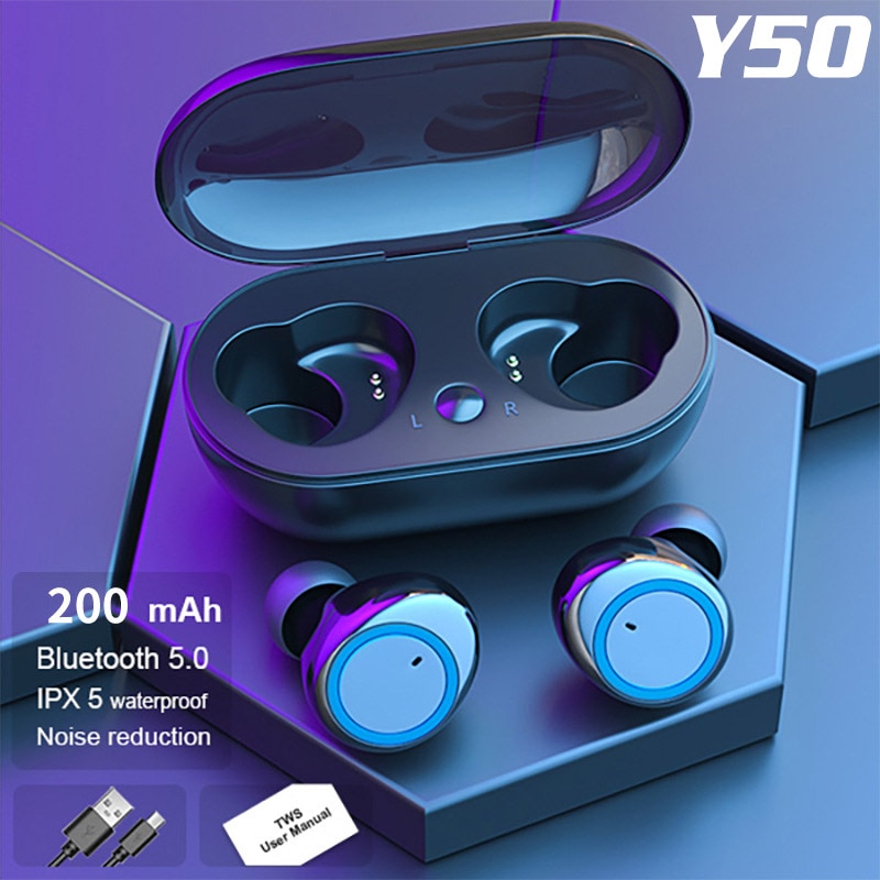 Y50 Bluetooth headset TWS binaural in ear 5.0 touch intelligent noise reduction stereo wireless sports headset