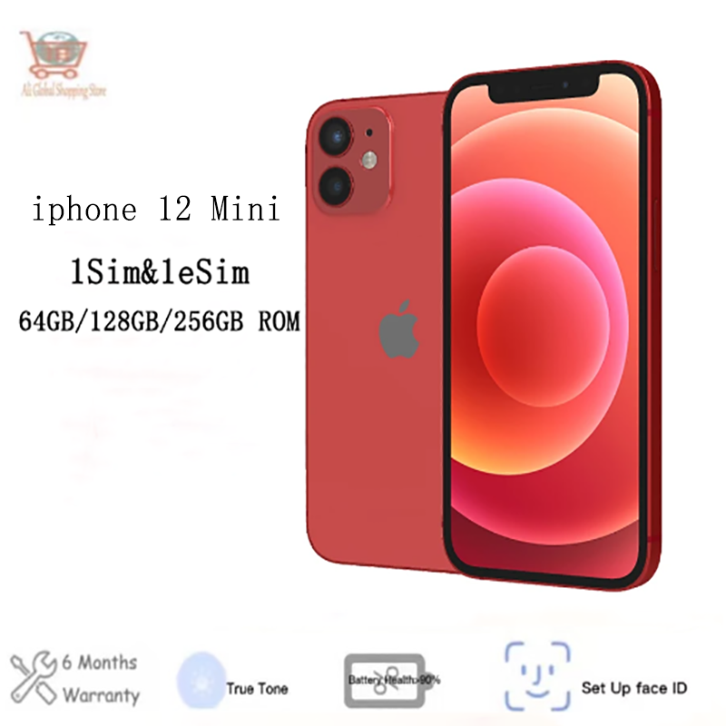 Original Unlock Apple iPhone 12 Mini  4GB &64/128/256GB A14 IOS Face ID NFC 5G   Hexa Core 5.4'' Dual 12MP Cellphone