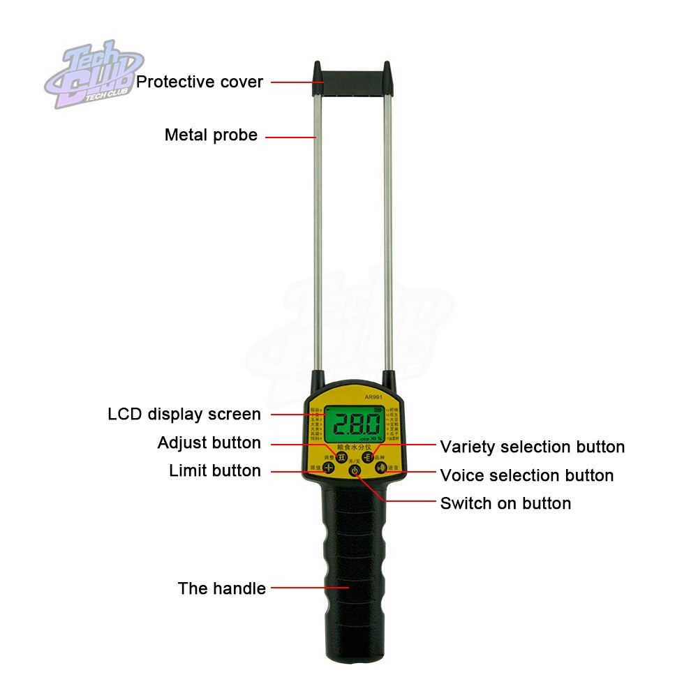 Digital Grain Moisture Meter AR991 Smart Sensor Use For Corn Wheat Rice Bean Peanut Moisture Humidity Tester Measuring Tool