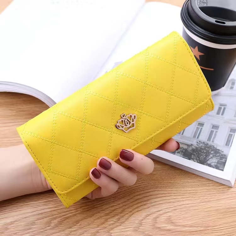 Wallet Women New Style Trendy Large Capacity Ladies Long Thin Fashion Rhombus Metal Crown
