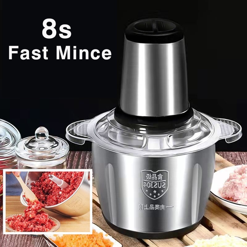 Stainless Steel Electric Meat Grinder Food Processor Chopper Kitchen Machines Vegetable Chopper Slicer Machine Household Grinder
