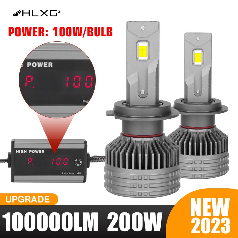 H7 LED Canbus Digital Display H11 100000LM 200W HB3 9005 HB4 H8 HIR2 9012 Turbo LED Car Headlight Bulb Auto fog light 6000K HLXG